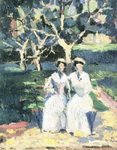 Две женщины в саду.